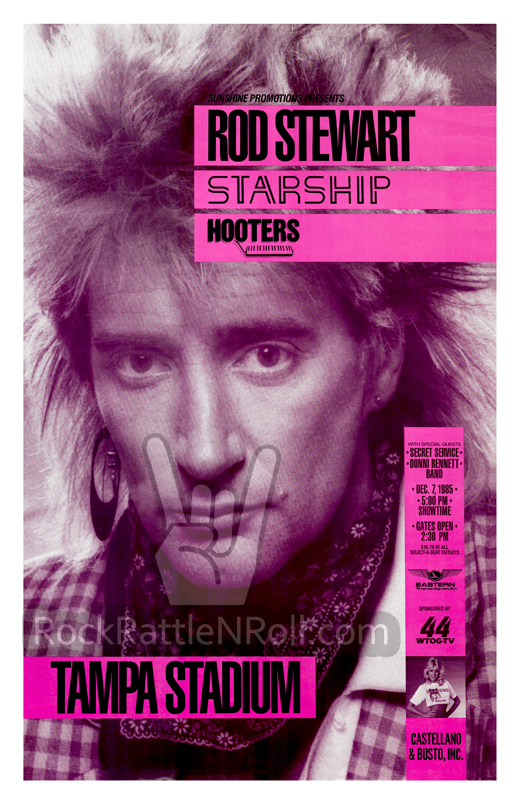 Rod Stewart - 1985 Tampa Stadium Concert Poster