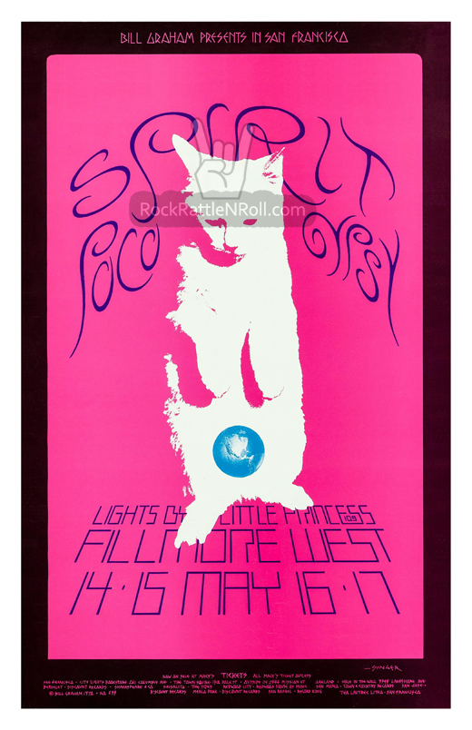 Spirit / Poco / Gypsy - 1970 Fillmore Auditorium Concert Poster