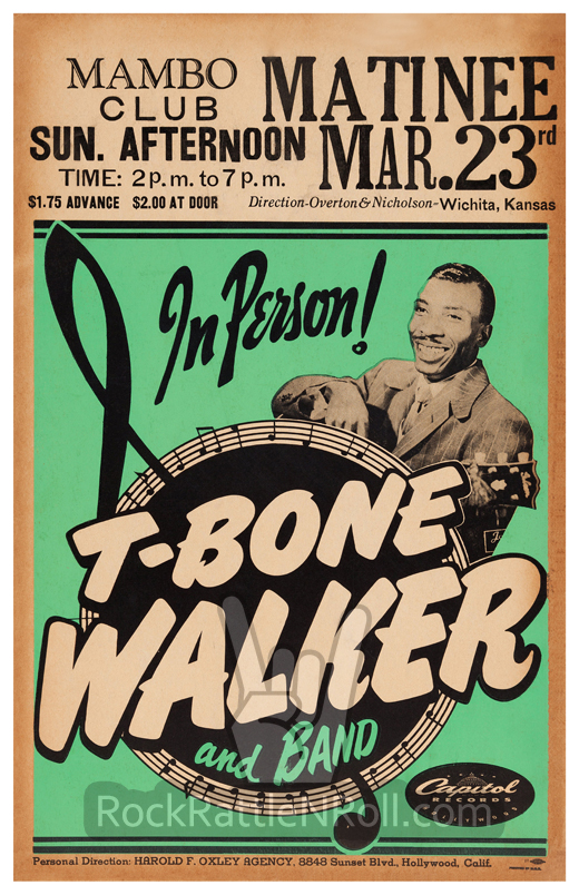 T-Bone Walker - March 23, 1952 Mambo Club Wichita, KS Concert Poster