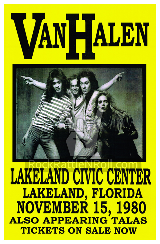 Van Halen - November 15, 1980 Lakeland Civic Center Florida Concert Poster