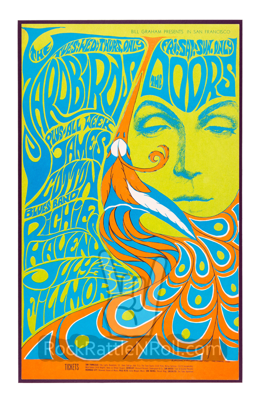 Yardbirds / Doors - 1967 Fillmore SF CA Concert Poster