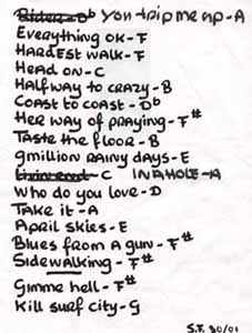 Jesus and Mary Chain - 1989 Automatic Tour Stage Set List