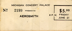 Aerosmith Full Unused Ticket 06-21-74 Michigan Concert Palace - MI