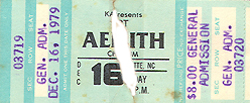 Aerosmith Ticket Stub 12-16-78 Charlotte Coliseum - Charlotte, NC