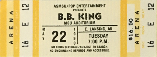 BB King - MSU Auditorium Lansing MI Ticket Stub