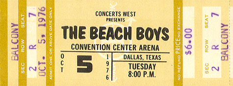 Beach Boys 10-05-76 Convention Center Arena Dallas, TX