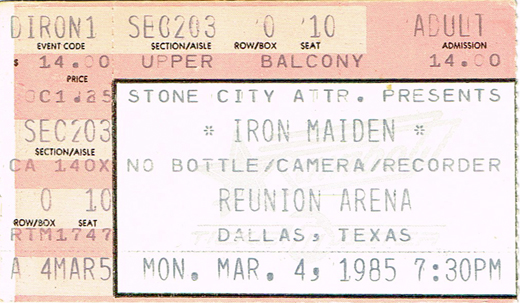 Iron Maiden 03-04-85 Reunion Arena - Dallas, TX