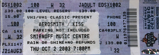 Aerosmith / KISS 10-02-03 Smirnoff Music Center - Dallas, TX