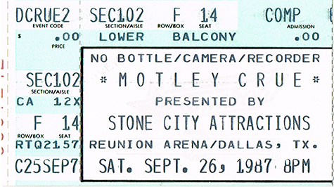Motley Crue 09-26-87 Reunion Arena - Dallas, TX