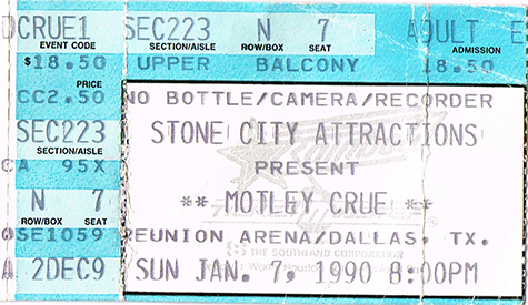 Motley Crue 01-07-90 Reunion Arena - Dallas, TX