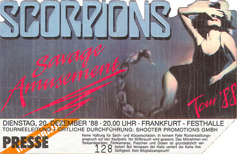 Scorpions Ticket Stub 1988 Festhalle - Frankfurt, Germany