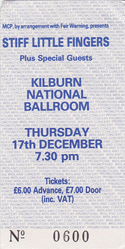 Stiff Little Fingers 12-17-87 Kilburn National Ballroom - London, UK