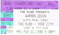 Warren Zevon 02-02-96 Ybor City - Tampa, FL