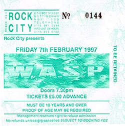 W.A.S.P. 02-07-97 Rock City - Nottingham, UK