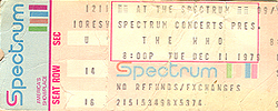 The Who Ticket Stub 12-11-71 Spectrum Coliseum - Philadelphia, PA